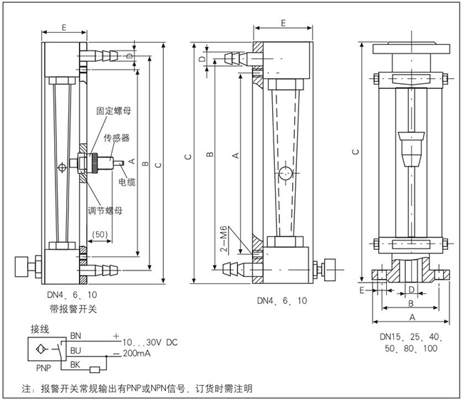 气体转子流量计外形图