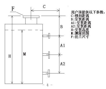 重锤式浮子液位计选型参数图