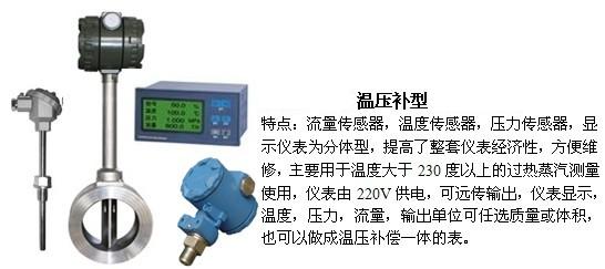 显示型涡街流量计温压补偿型产品特点图