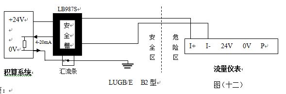 防爆乙烷流量计4-20mA电流输出型接线图